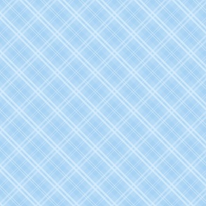 Diagonal Tartan Check Plaid in Pastel Baby Blue with Pale Blue Lines
