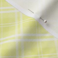 Diagonal Tartan Check Plaid in Pastel Lemon Yellow with White Lines