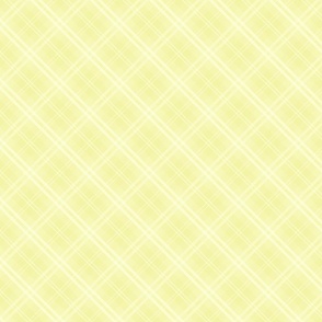 Diagonal Tartan Check Plaid in Pastel Lemon Yellow with Soft Yellow Lines