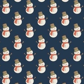 Small Scale Jolly Christmas Snowmen on Navy