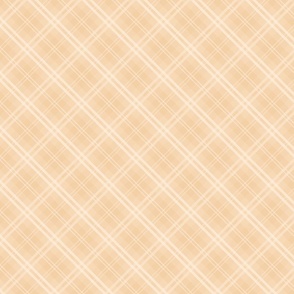 Diagonal Tartan Check Plaid in Pastel Peachy Orange with Peach Lines