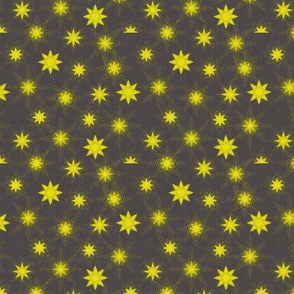 Vintage Stars // Citrine Yellow on Charcoal Gray