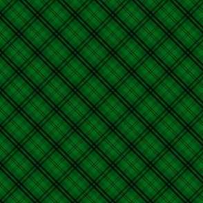 Diagonal Tartan Check Plaid in Christmas Green with Christmas Blue