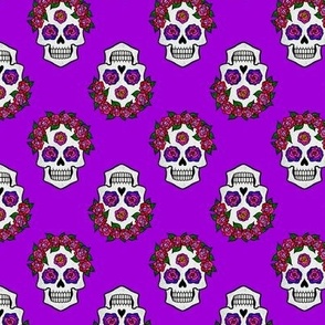 Floral Skulls with Roses Purple