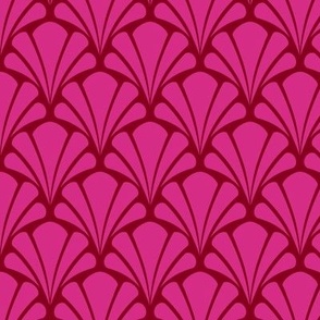 Scalloped Shells - Pink on Red