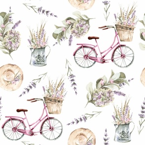 Artistic Painterly Bicycles and Lavender One Fine Day in Provence France