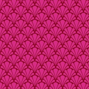 Scalloped Shells - Pink on Red - medium