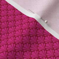 Scalloped Shells - Pink on Red - small