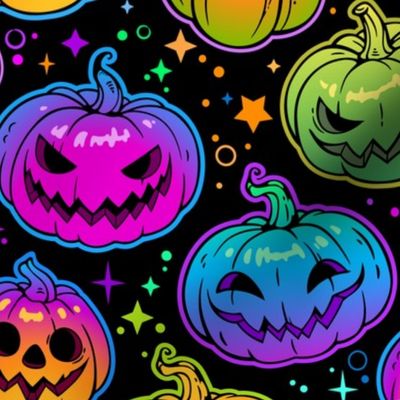 Halloween Jack-O-Lantern Glow Pumpkins in Bright Neon Colors Holiday Novelty