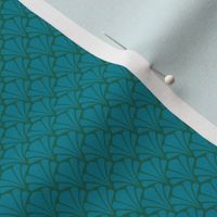 Scalloped Shells - Teal on Green - small