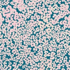 Ditsy Delicate Pink Flowers on Teal