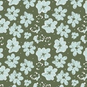 Watercolour Floral Delight - Green Ditsy.