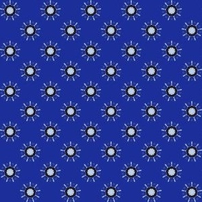 Small Mandala Flowers on  Blue - Light Blue - b3s1f3, 1c2e9a