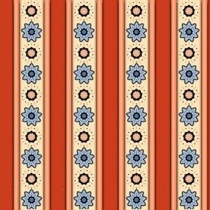 Mandala Flower Stripes - Ivory and Sienna - cc3d1d