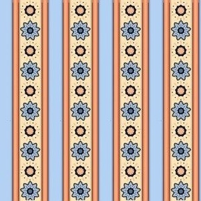 Mandala Flower Stripes - Ivory and Light Blue - b3d1f3