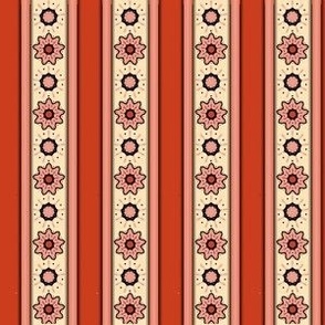 Mandala Flower Stripes - Sienna, Light Sienna, Ivory - cc3d1d