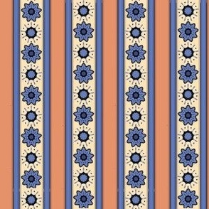 Mandala Flower Stripes - Light Sienna, Blue Grey - 46516f