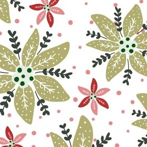 bkrd Merry & Bright Christmas Poinsettias green 12x12