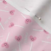 happy face smiley guys lollipop hearts pastel pink - valentines day collection
