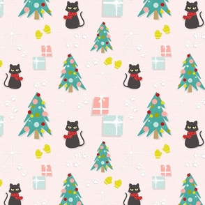 Retro Black Cats Christmas - straight