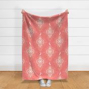 Ornament Damask Coral Pink - XL