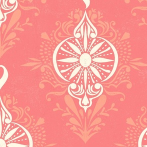 Ornament Damask Coral Pink - XL