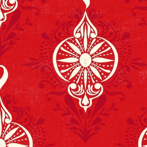 Ornament Damask Holiday Red - XL