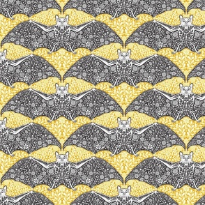 Colorful Floral Halloween bat yellow and black
