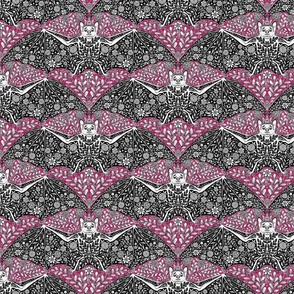 Colorful Floral Halloween bat pink and black