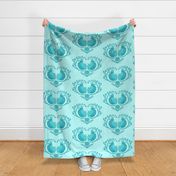 fat royal birds in a heart of branches | turquoise | large