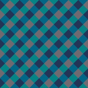 Blue and Gray Diagonal Plaid