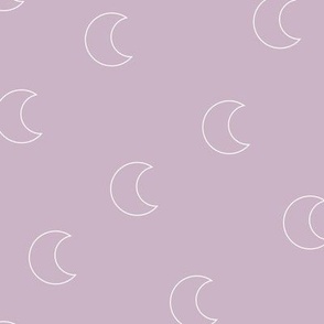 The minimalist dream new moon - delicate baby nursery design white outline on vintage purple