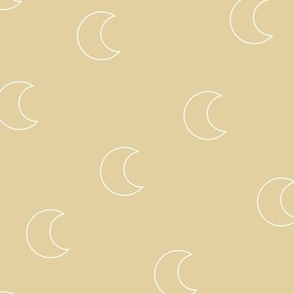 The minimalist dream new moon - delicate baby nursery design white outline on ginger yellow
