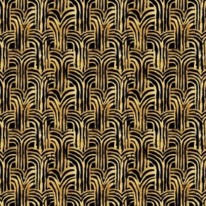 Waterfall - Gold on Black - Reduced Scale