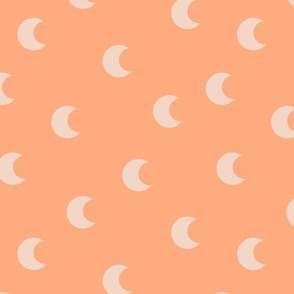 The minimalist nineties neon new moon - groovy baby nursery design blush on peach orange