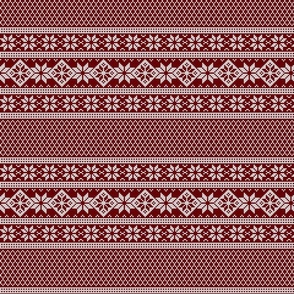 White knitted Nordic stitches on cranberry red texture. small