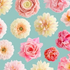 Crepe paper flower seamless pattern pastel colors