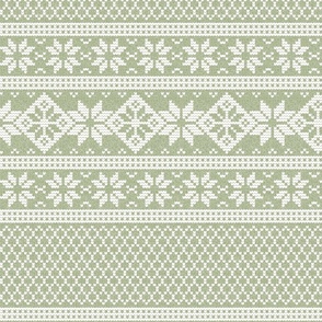 White knitting stitches on light mint green texture, large