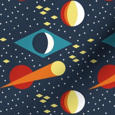 Mid Century Modern Moon and Stars Petal Solids Coordinate Medium 