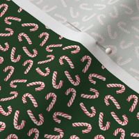 (extra small scale) candy canes on forest green - C22