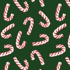 candy canes on dark green - C22