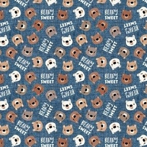 (micro scale) Beary Sweet - cute bears - valentines - blue - LAD21