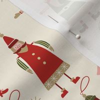 (Medium) Vintage Christmas ornaments, angels and Santa, ivory