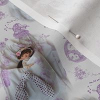 5x8-Inch Half-Drop Repeat of Dolly in my Pocket on Lavender Whispering Daydreams