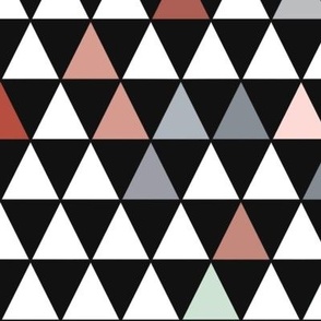 Geometric abstract triangles in black and orange colors