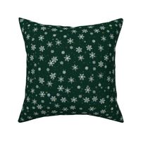 Christmas silver Snowflake on green background