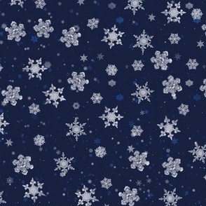 Christmas silver Snowflake on blue background