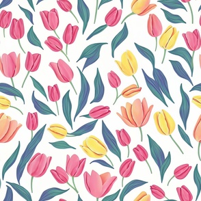 Trendy Floral Tulips Prints