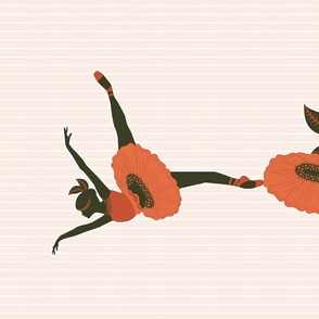 Flower Ballerina and Flower Gramophone in Light Background