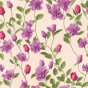 Violet flowers vintage flora